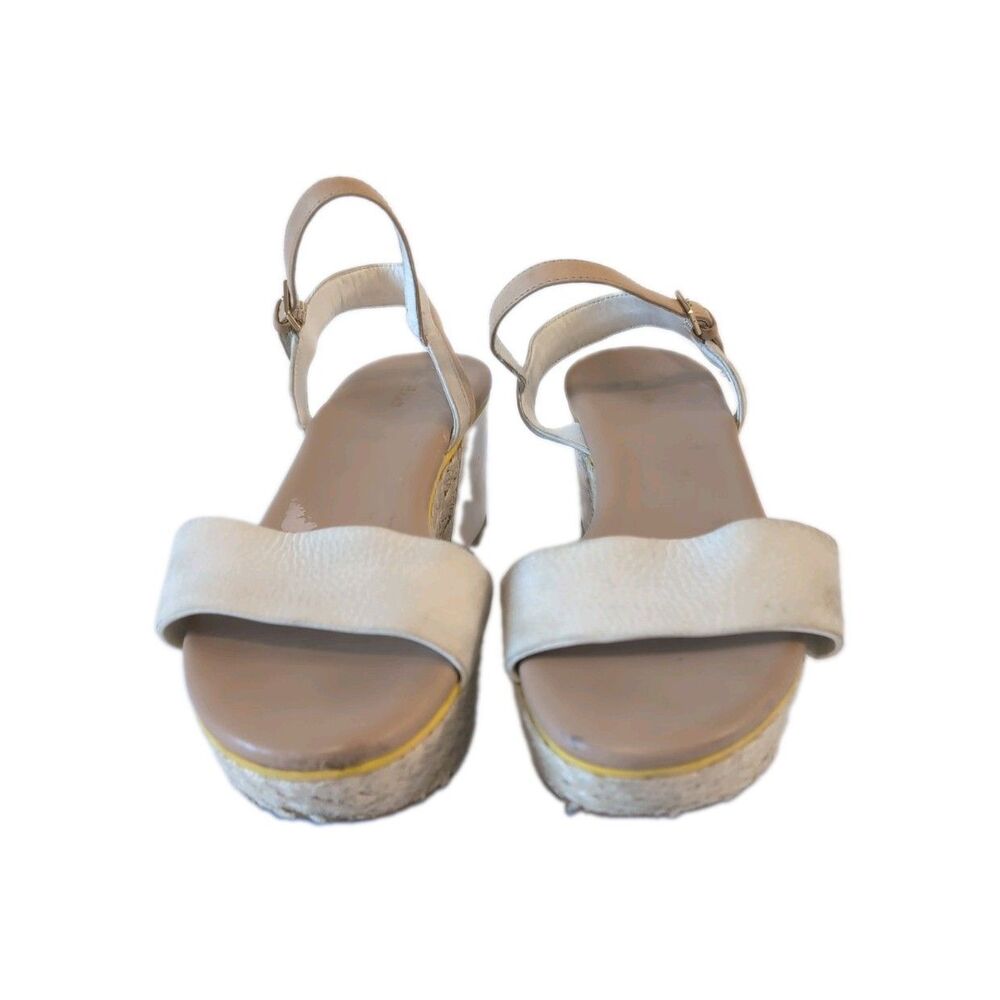 Cole Haan Ivory Leather Woven Platform Wedge Sandals Women's Size 9.5 B - Picture 2 of 11